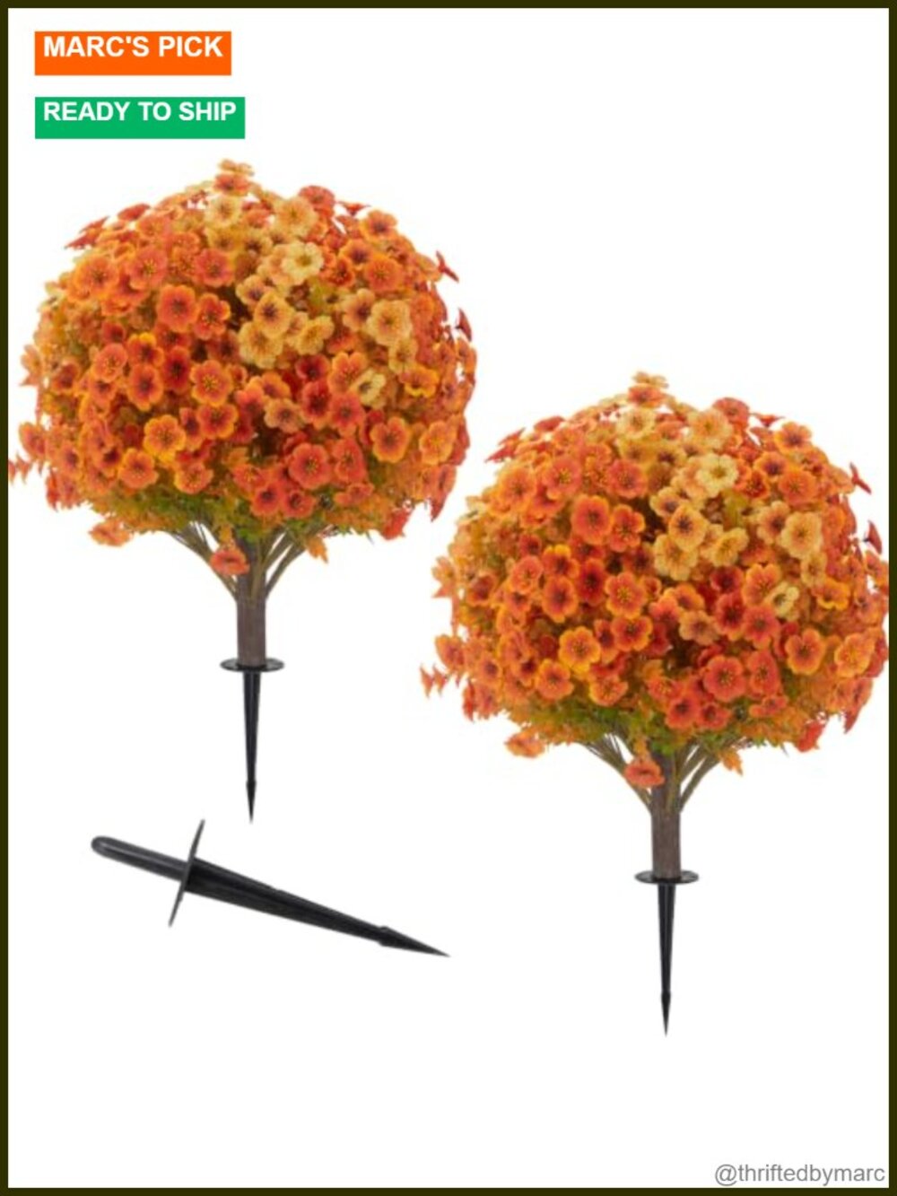 2 Pack Artificial Fall Flower Topiary Balls UV Resistant Outdoor Decor